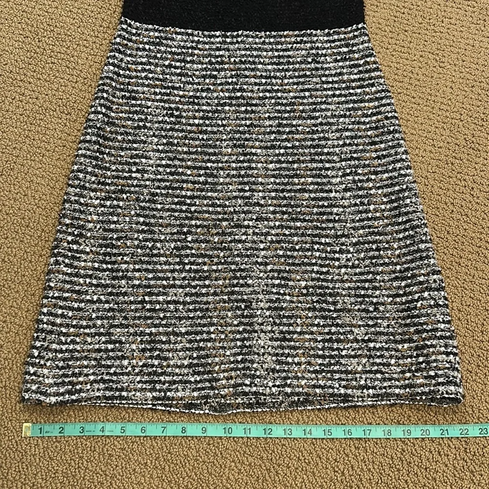 St. John Inlaid Eyelash Knit Cap Sleave A-Line Dress size 8 Black White Brown - Picture 17 of 17